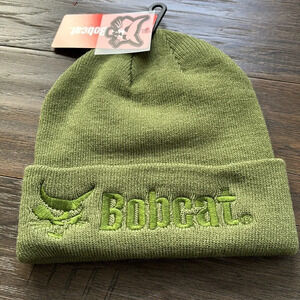 BOBCAT Knit cuffed beanie,embroidered logo, winter warm,army green - unisex OSFM